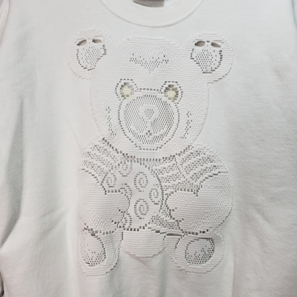 Vintage Lee Women's White Crewneck Sweatshirt Lace - Picture 3 of 8